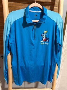 Disney Men’s Blue Teal RunDisney Long-Sleeve Quarter-Zip Rash Guard